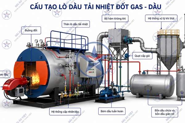 lò dầu tải nhiệt đốt gas dầu