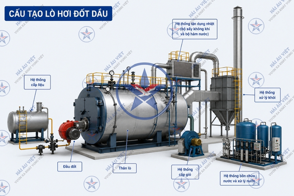 lò hơi đốt gas dầu